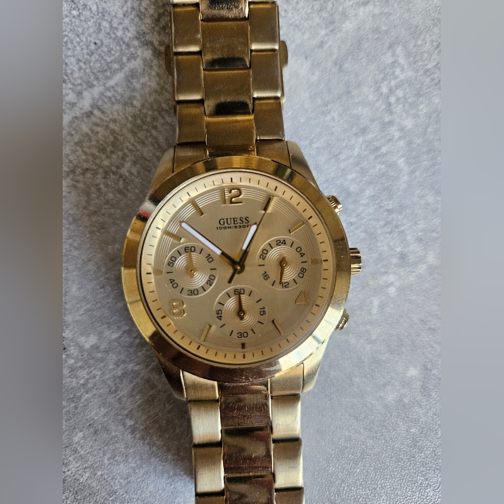 Guess Women Gold-Tone Multifunction Watch, Very Good Condition
